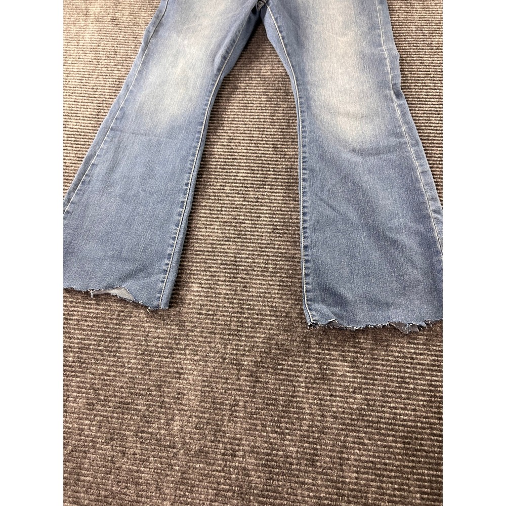 Levi's 726 Flare Jeans Womens 30 Blue Mid Rise Stretch Raw Hem Denim Pants - Picture 9 of 12